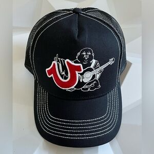 TRUE RELIGION Black Trucker Hat  New Without Tags